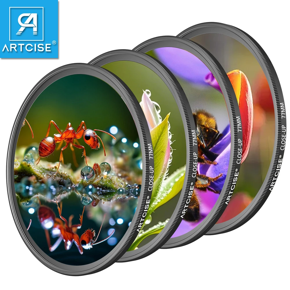 

ARTCISE Close-up Filter +1+2+4+10 Macro Lens Filter 37 40.5 43 46 49 52 55 58 62 67 72 77 82MM for Canon Sony Nikon DSLR Camera