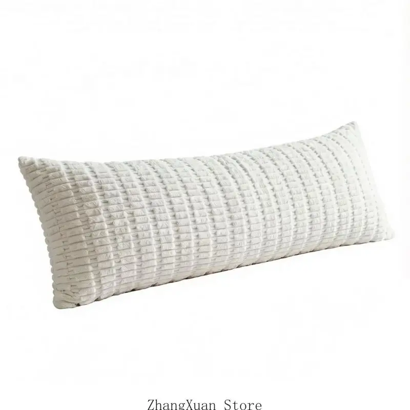 Reversible Ribbed Fabric Long Pillow Cover for Bed Backrest and Room Styling 3XUF