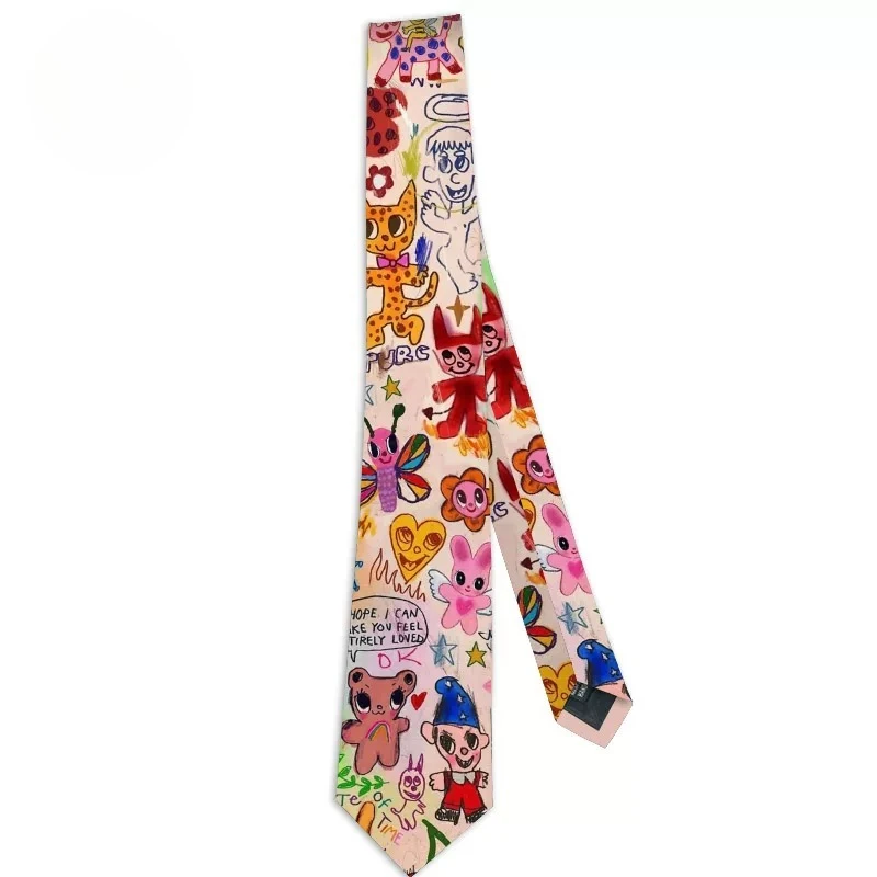 Shirt Necktie Men's and Women's Cartoon Style College Casual Necktie Accessories Contrasting Color Designed Animal Print Necktie