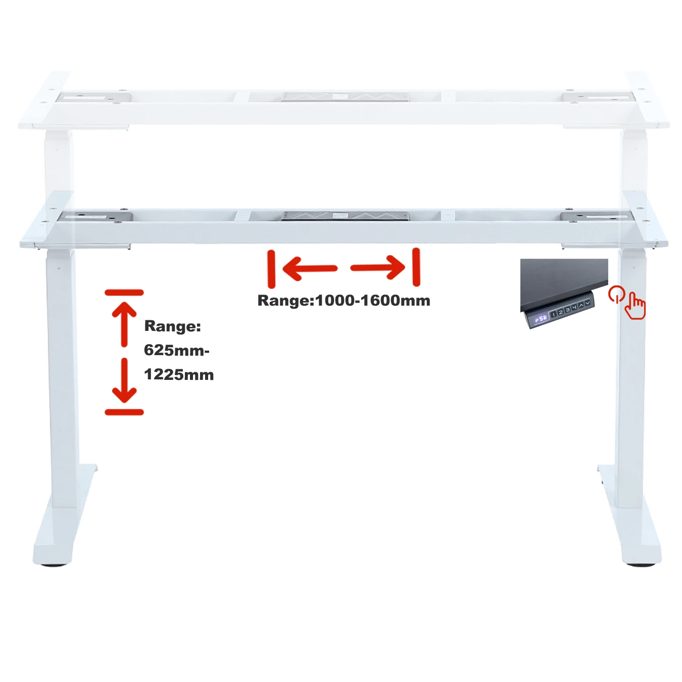 Ada Modern Ergonomic Home Office Dual Motor Electric Height Adjustable Standing Desk With Length Adjustable Beam