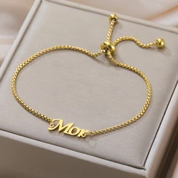 Teamer Custom Name Bracelets Women Kids Adjustable Personalized Stainless Steel Pendant Jewelry Special Valentine's Day Gift