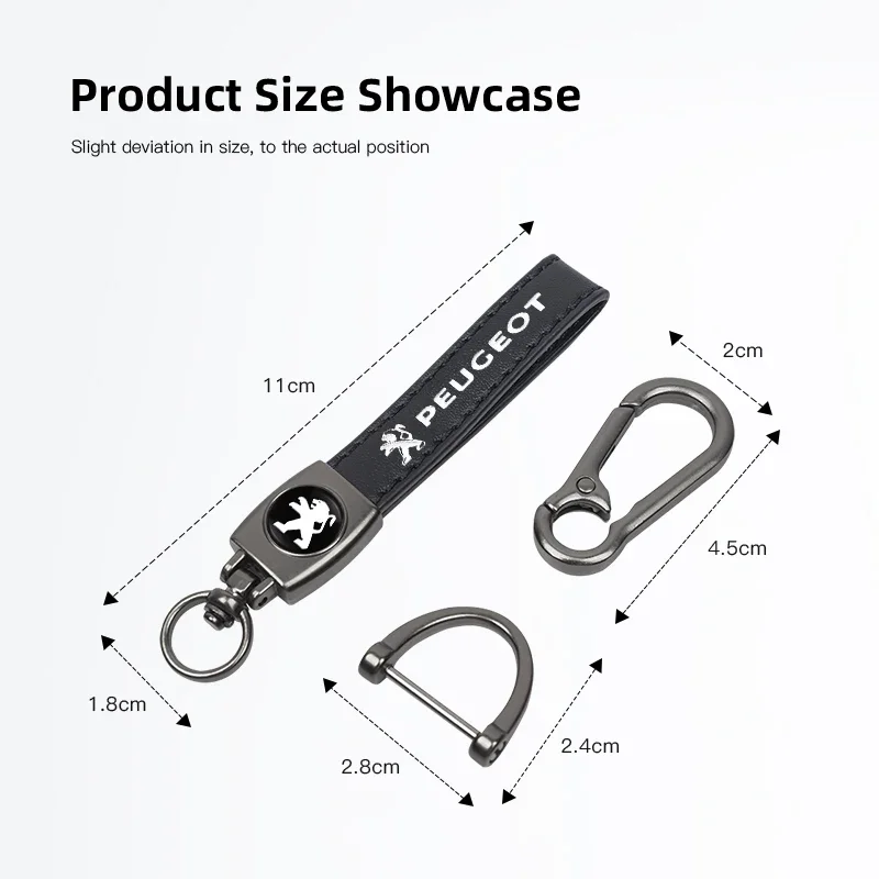 1Pcs Metal Leather Car Emblem Keychain Accessories For Peugeot 206 307 308 207 3008 208 407 508 2008 5008 301 406 408 607 4008