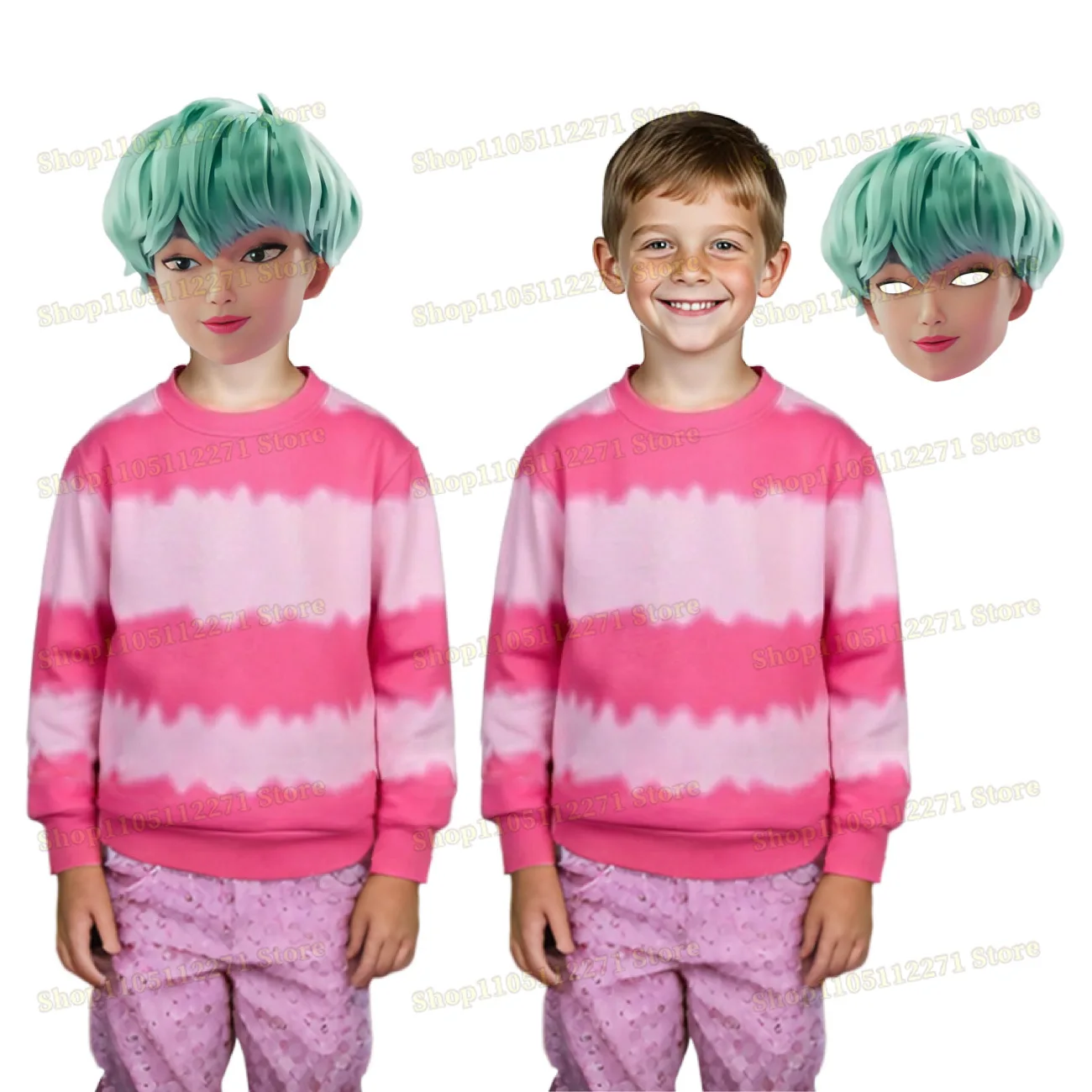 

Kids Kpop Demon Hunters Saja Boy Baby Cosplay Costume Idol Pink Stripe Hoodie Tops Shirt Halloween Party Casual Wears10503