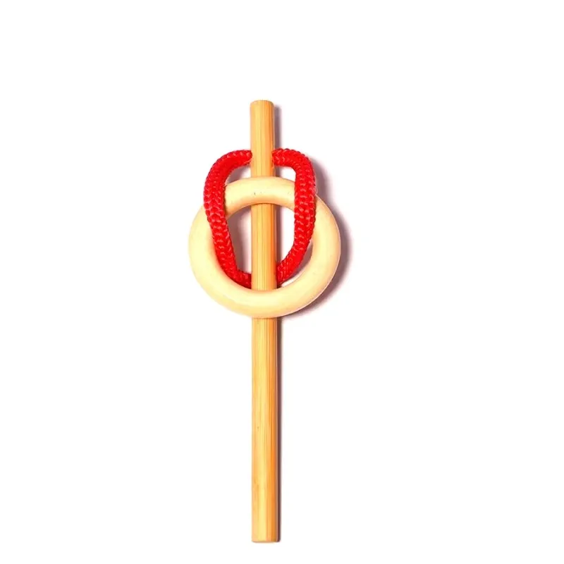 Nova inteligência laço mágico quebra-cabeça mente lógica de madeira cérebro teasers corda anel quebra-cabeças jogo