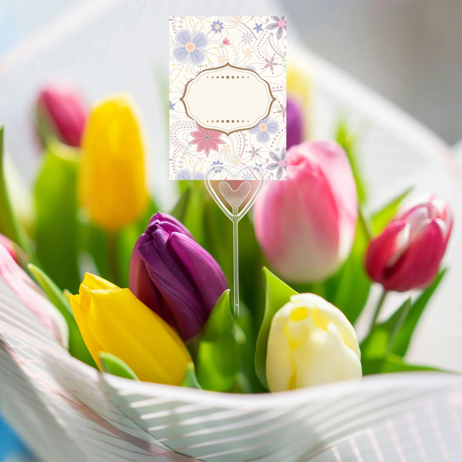 

160Pcs Floral Picks Card Holder Heart Shape for Flower Bouquets Wedding Centerpieces Party Decorations Flower Arrangement