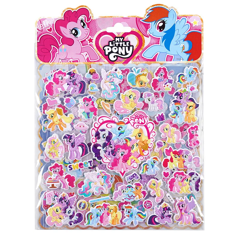 Kawaii My Little Pony Stickers Pinkie Pie Fluttershy Cartoon Anime 3D Foam Stickers Phone Case Cups Luggage Stickers Gift Toys