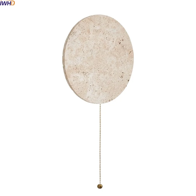 

IWHD Yellow Travertine Stone LED Wall Light Lighting Fixture Interior For Home Living Room Bedroom Bedside Lamp Lampara De Pared