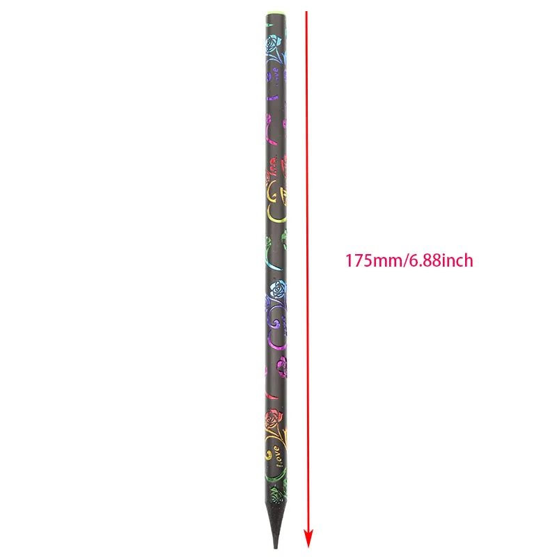 New Product 6 Pieces / Set High Quality Pencil Packaging 6 Colorful Diamond Pencils Of Different Colors Cute School Black Wooden