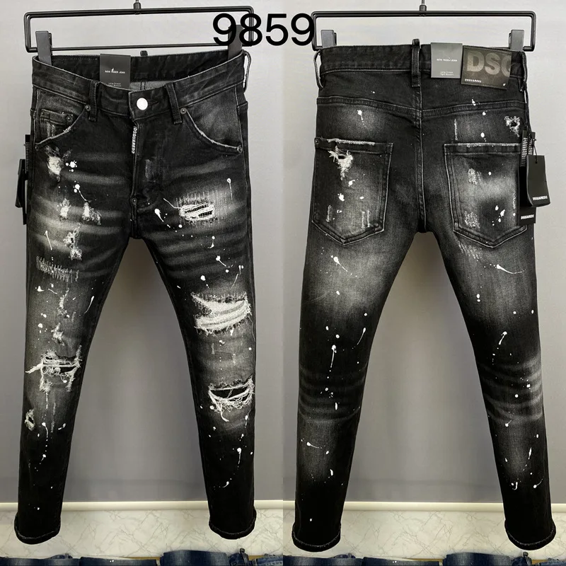 Dsq D2 Gescheurde Fashion Heren Denim Broek Jeans Met Rechte Pijpen