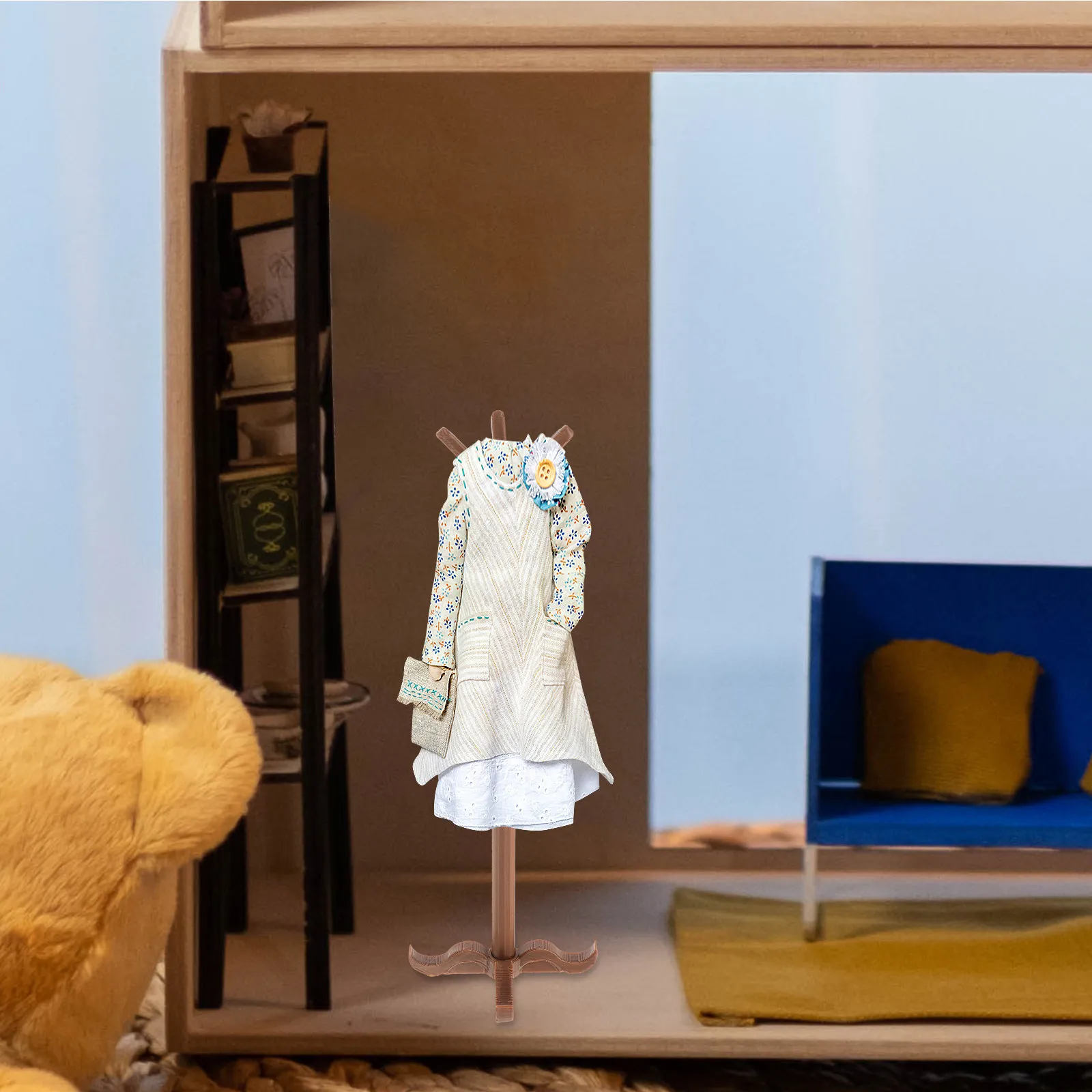 

Миниатюрная винтажная вешалка для одежды для кукольного домика, реалистичная мини-мебель, подставка для шляп и пальто