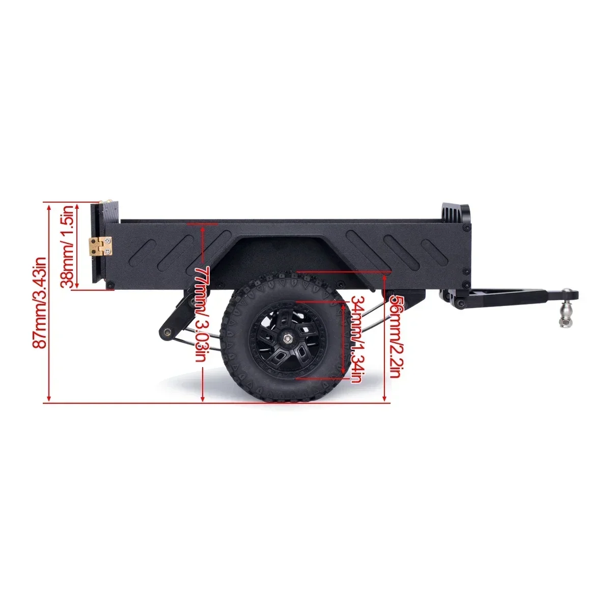 Obrabiana aluminiowa przyczepa użytkowa z głowicą kulową do małego gąsienicy RC w skali 1/18 1/24 TRX4M FCX18 Redcat Ascent-18 SCX24