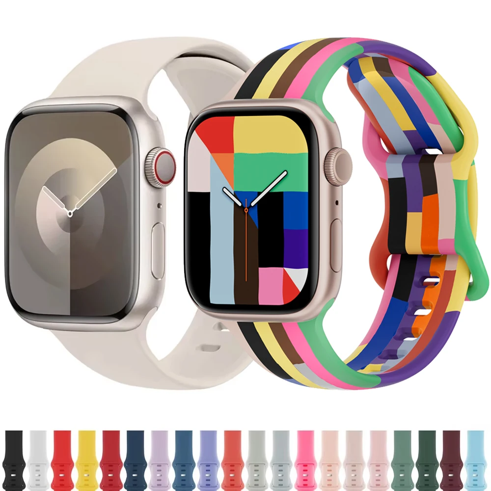 Band for apple watch strap 44mm 40mm 45mm 49mm 41mm 42mm silicone correas bracelet iwatch series 6 7 8 9 ultra 2 se 3 10 11 46mm