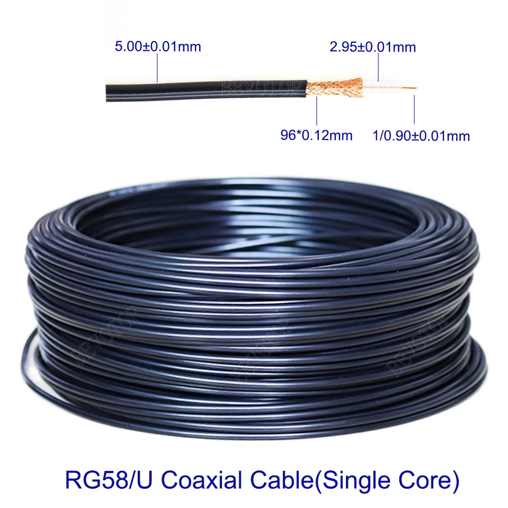 RG-58/U Single/Multi Core 2 Types RG58/U 50-3 RF Coaxial Cable 50 Ohm Bare Copper Low Loss High Quality 1M-1000M