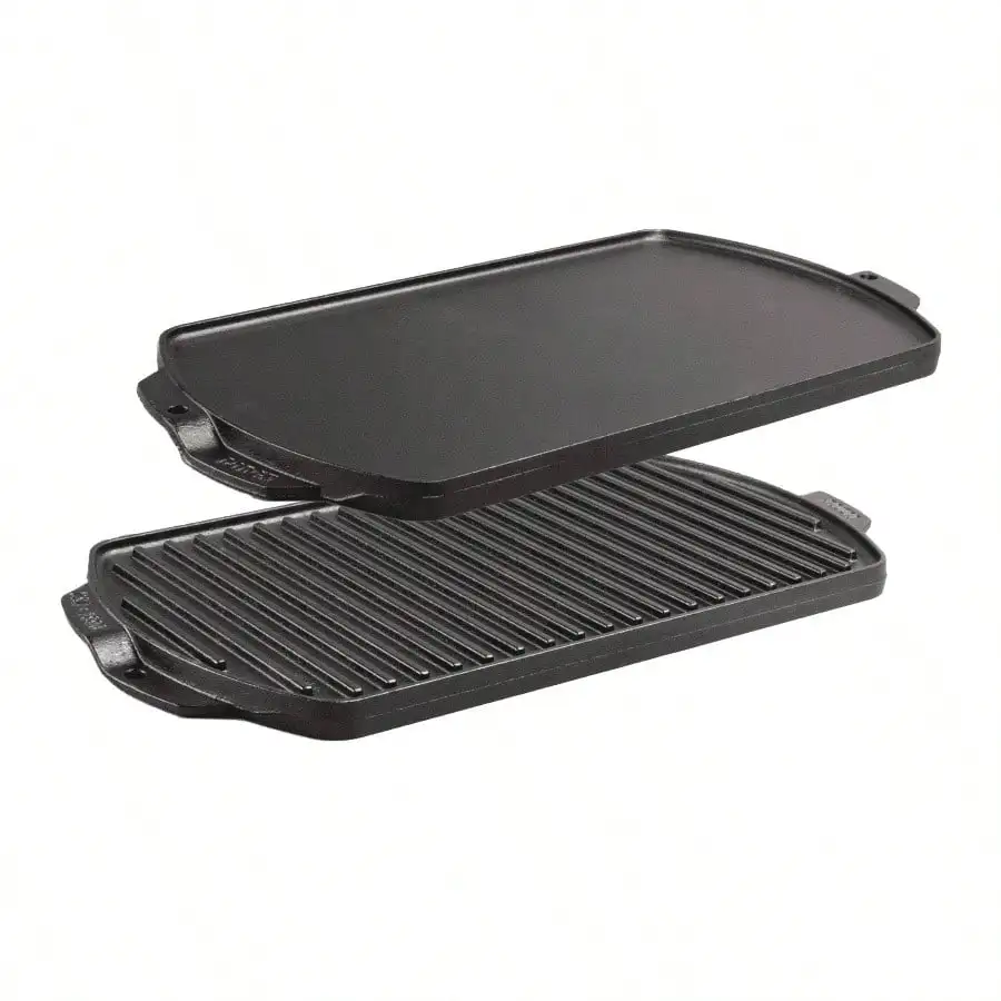 

Seasoned Cast Iron Reversible Grill/Griddle - Dual Side for Steaks, Pancakes & More