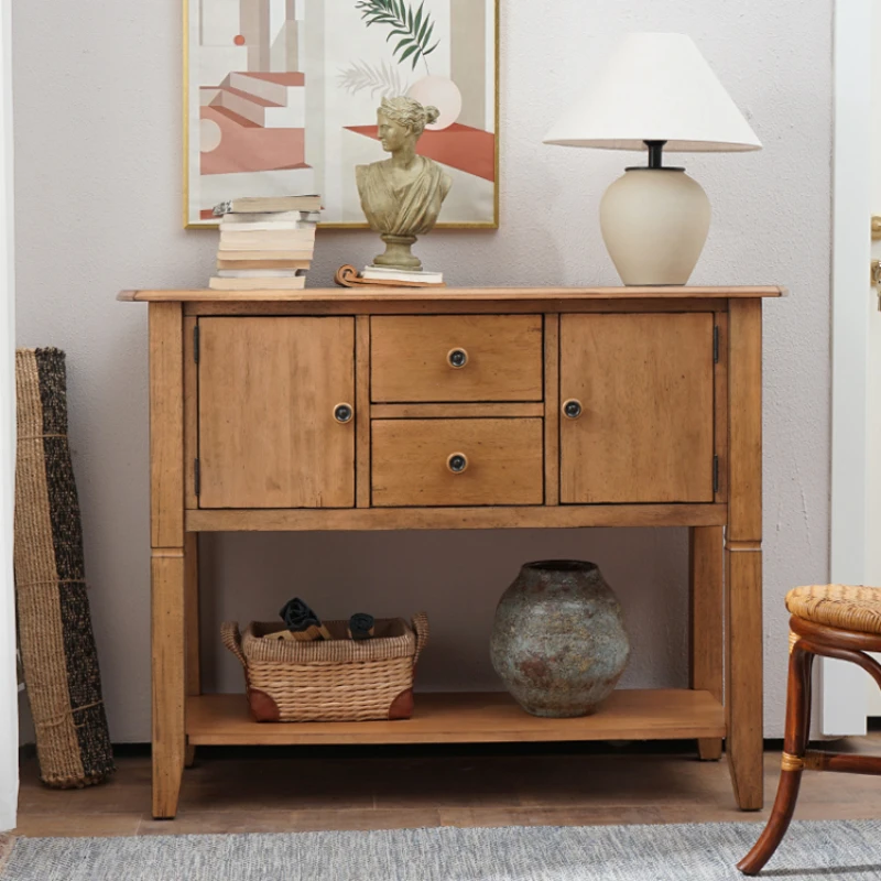 Solid wood living room foyer table, American style entrance foyer table, strip table, offering , homestay retro foyer cabinet,