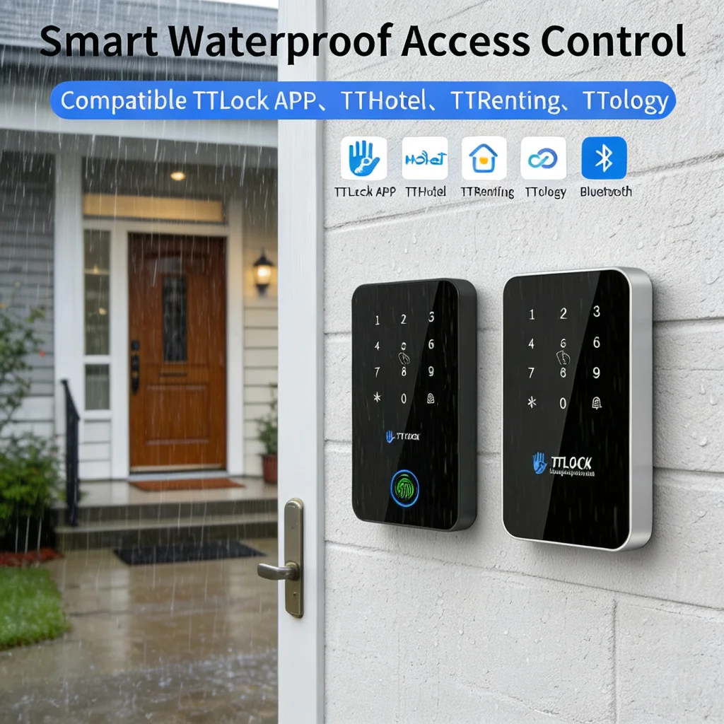 TTLock APP IP67 Waterproof Smart Keypad Fingerprint NFC Bluetooth 13.56MHz Card Reader Door Lock Access Control Opener System