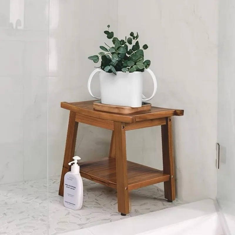 

Табурет для душа из свежего тикового дерева, противоскользящее сиденье для ванны, водонепроницаемая скамейка для унитаза, износостойкая подставка для балконного цветочного горшка