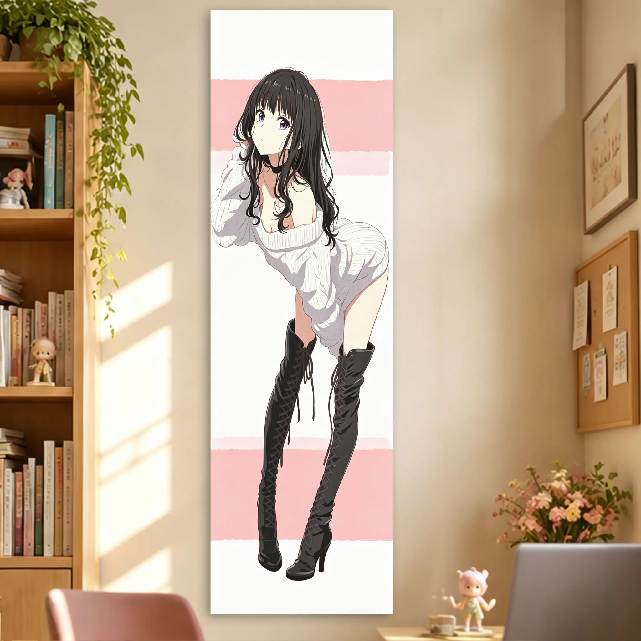 Inoue Miss Anime Girl Long Tapestry Lycoris Recoil, Sweet Girl Vertical Anime Wall Decoration for Otaku Bedroom House