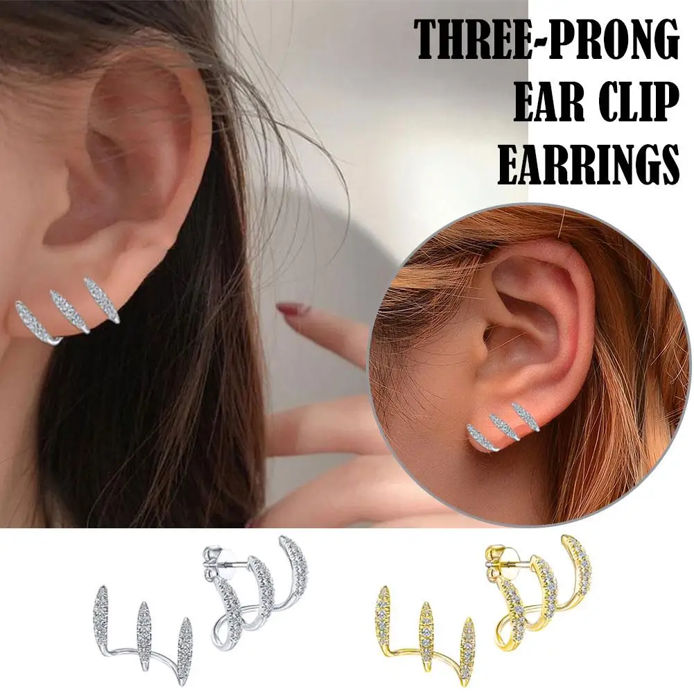 Silver Color Korean Fashion Creative Three Layer Arc Wave Geometric Stud Earrings for Women Couples Party Jewelry Gifts Q1U5