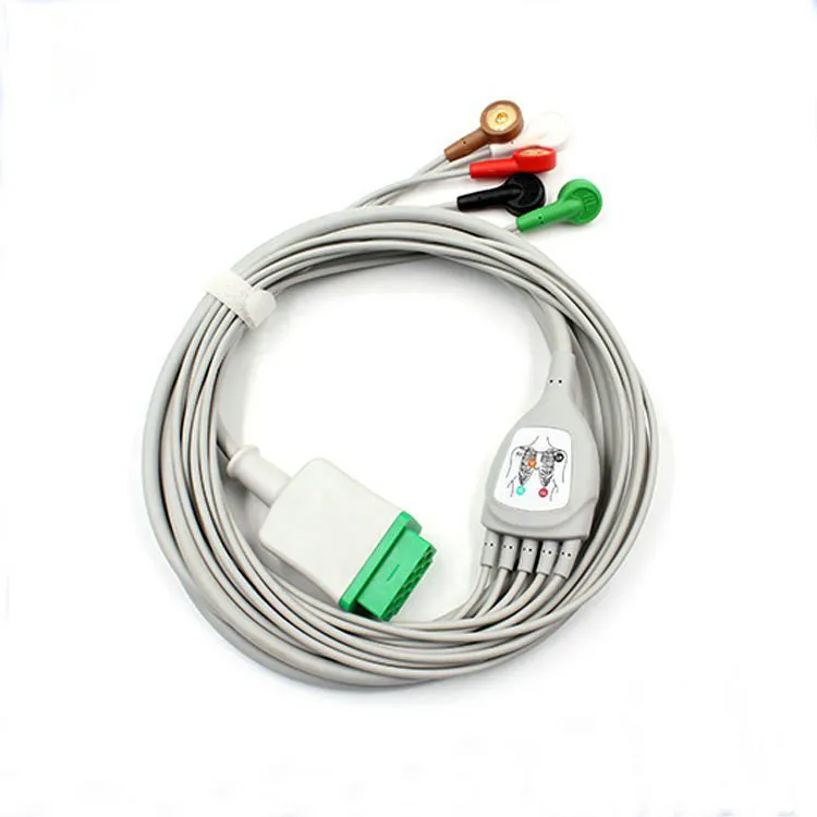 Cabo de ECG integrado de cinco derivações e 11 pinos, adequado para monitores de ECG GE Marquette B20/125/450