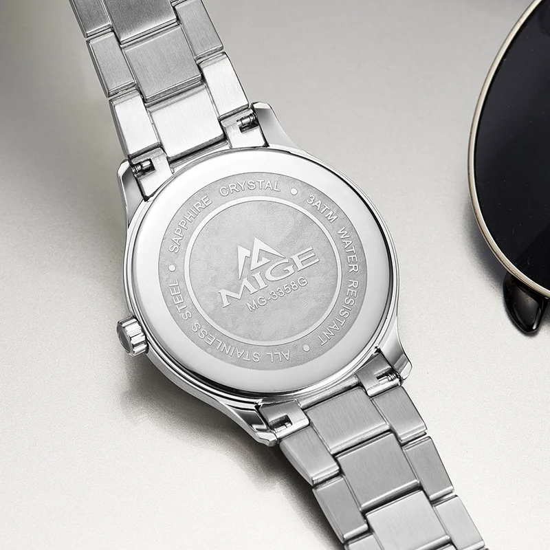 MIGE оригинальные модные мужские часы из нержавеющей стали, роскошные кварцевые наручные часы с календарем, мужские деловые часы для мужчин Montre Homme