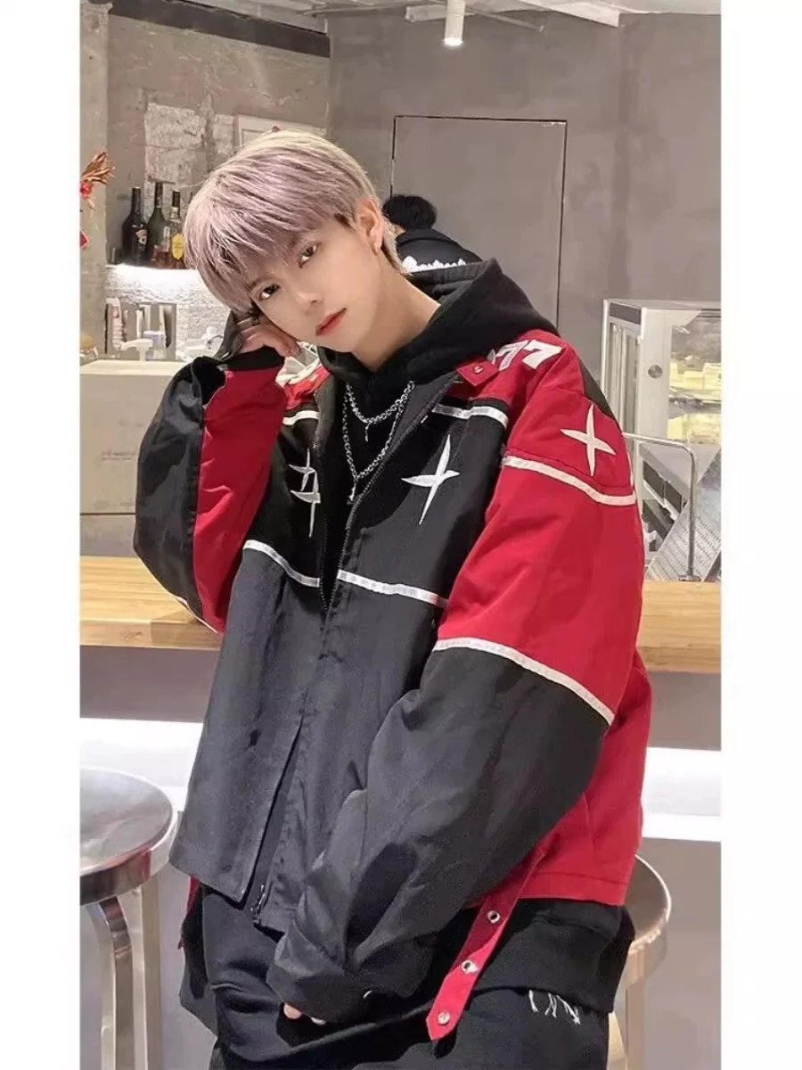 

Свободный винтажный мотоциклетный бейсбольный джет ex, осенне-зимний модный гоночный джет, молодежный уличный длинный воротник-стойка