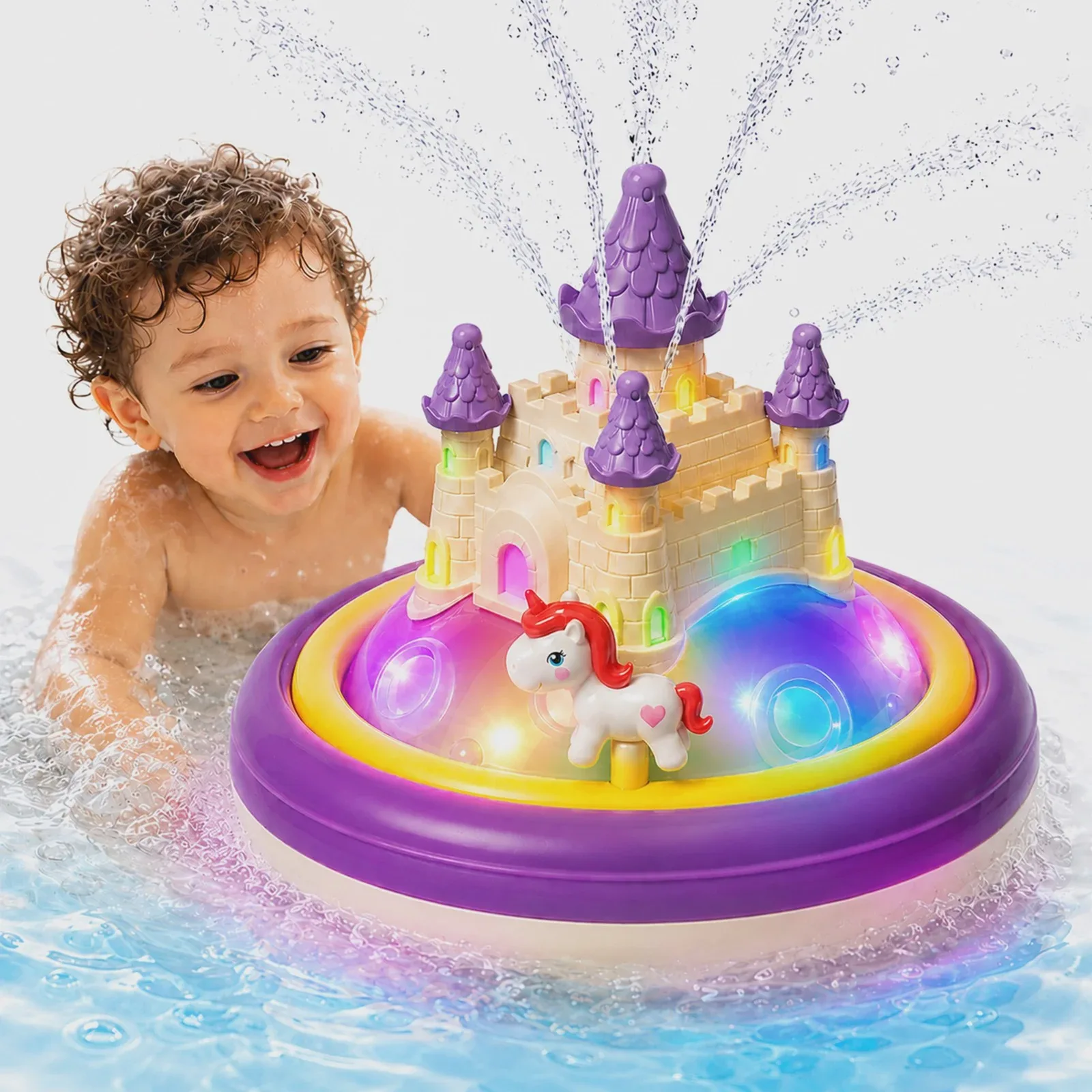 Brinquedo de Banho Automático para Bebês, Brinquedo de Fonte de Água com Mudança de Cor, Brinquedo Flutuante para Piscina, Diversão na Banheira para Crianças