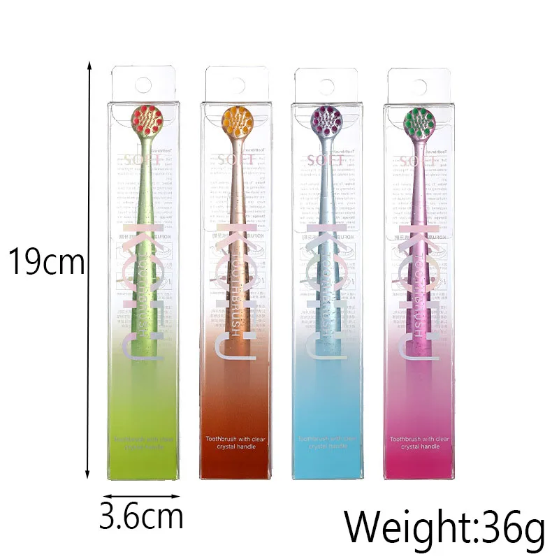 1PC New Small Round Head Soft Bristled Toothbrush Advanced Crystal Handle Adult Household Cleaning Toothbrush Individual Packing