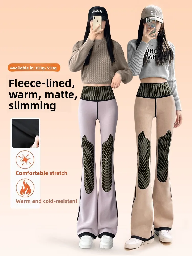 

Thiened Fce Yoga Pants High Waist Bell Bot arkskin Leggings Warmth Sports Casual Pants for Women in Winter 2025