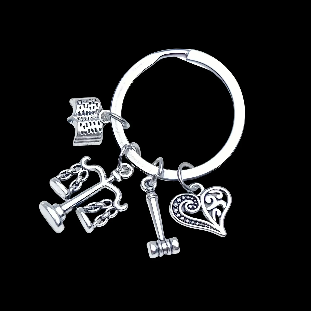 Porte-clés échelle de Justice avec livre, marteau, porte-clés de juge, porte-clés d'avocat, porte-clés d'étudiant de droit 1 pièce