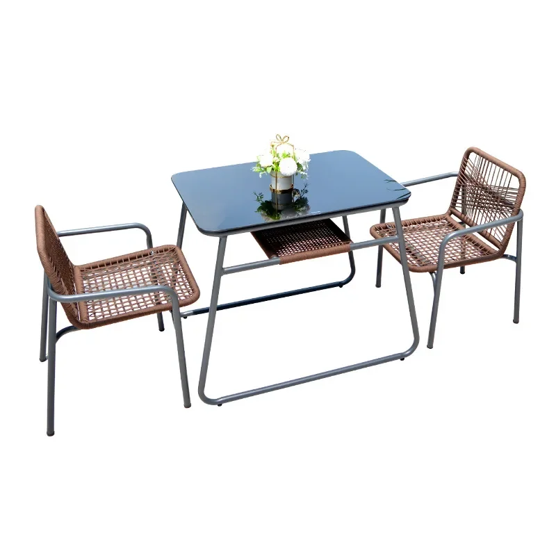 rattan dining table and chairs three-piece set, garden waterproof and sunscreen outdoor furniture starting from two pieces