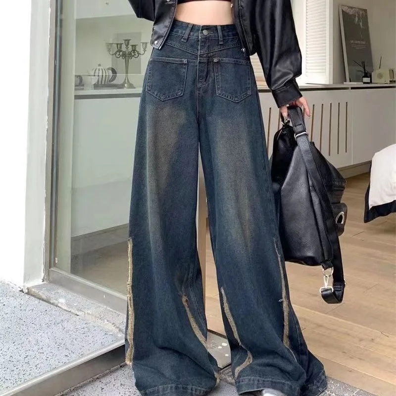 

Deeptown Vintage Y2k Baggy Jeans Woman Korean Oversized Wide Leg Denim Pants High Waisted America Streetwear Trousers Fashion