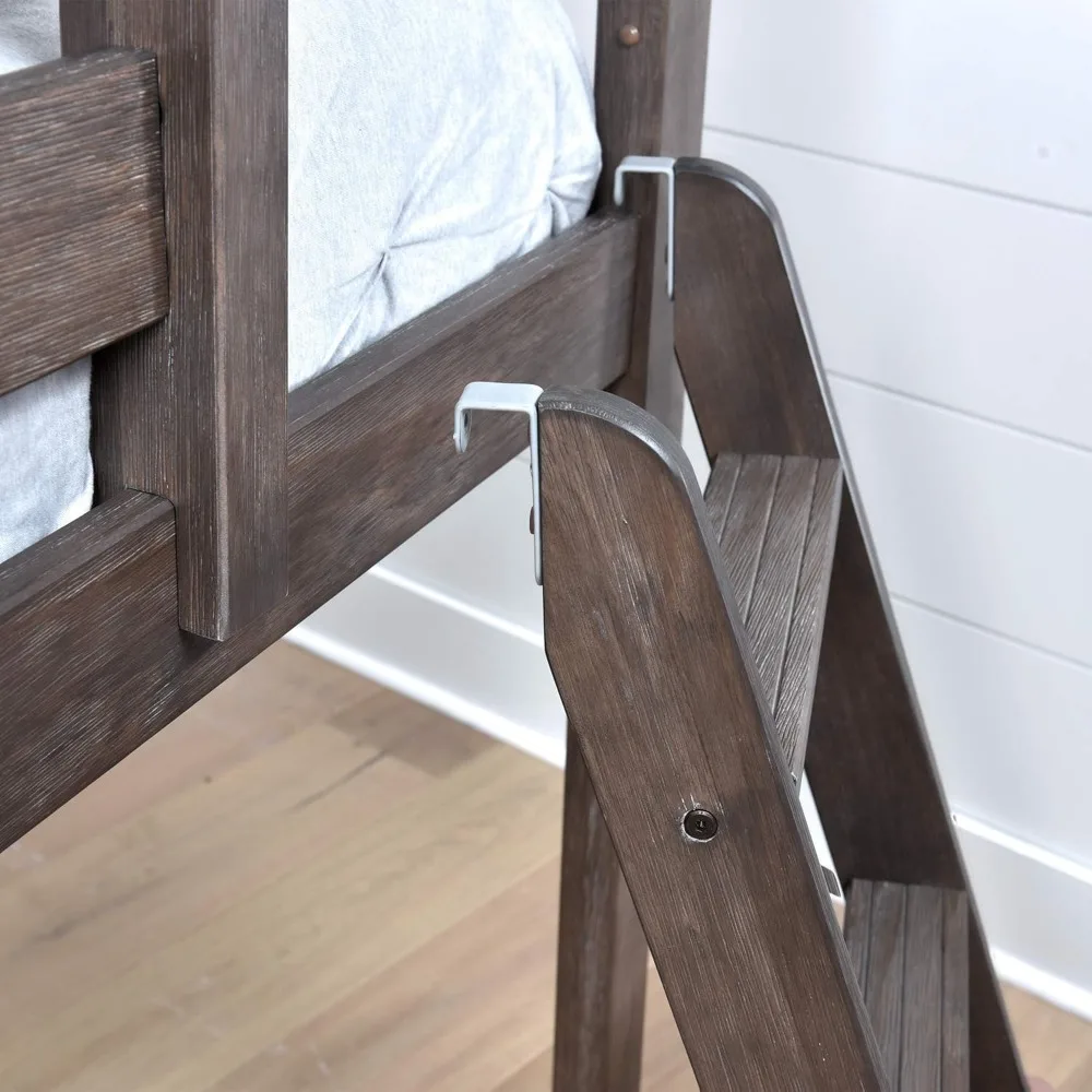 Baixo Loft Double Bed Rack com escada, argila Cor