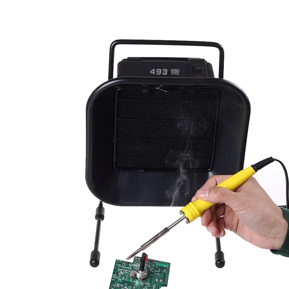 Newest 220V/110V EU/US Plug 493 Solder Smoke Absorber ESD Fume Extractor with 5 free Activated Carbon Filter Sponge for rework