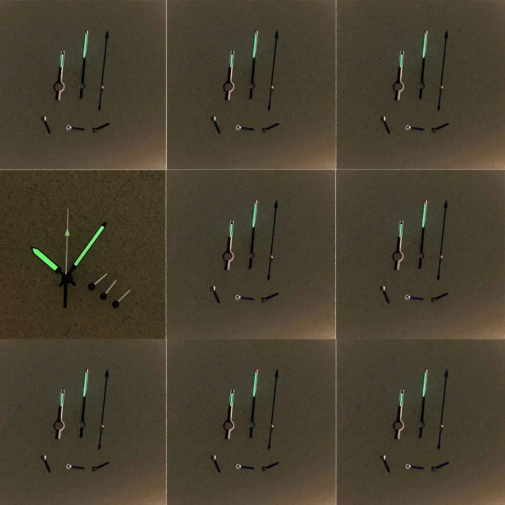 VK63 Hands Green Luminous 6Pin Watch Pointers Replacement for VK63 Quartz Movement Modified Watch Hands