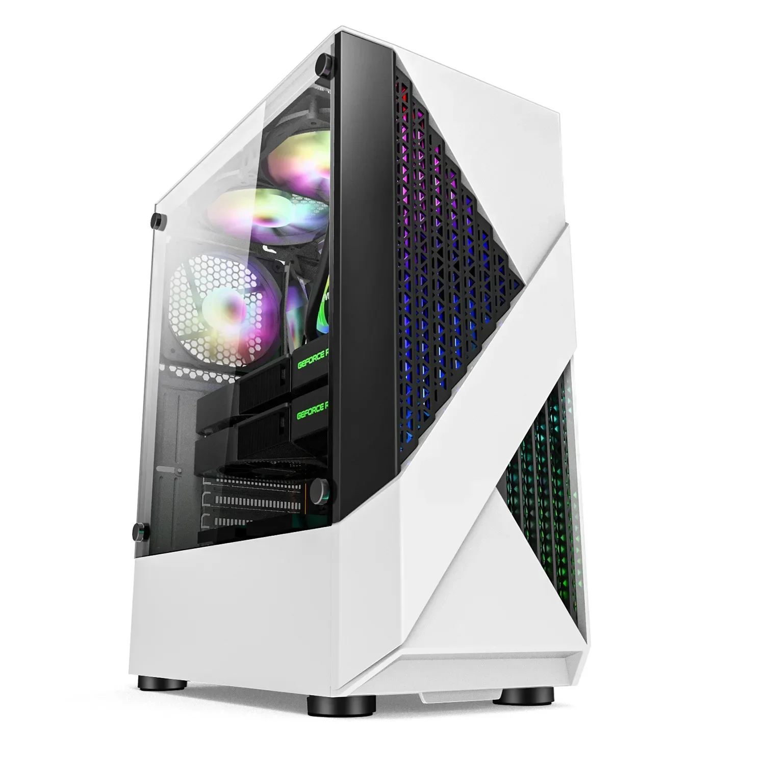 

Корпус хоста ATX Sharp Корпус для компьютера в форме веера Настольное закаленное стекло Персонализированная игра для киберспорта