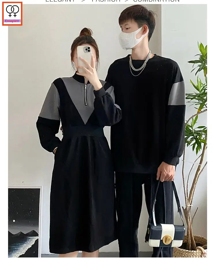 Matching Couple Clothes 2023 Holiday Honeymoon Autumn Outfits Date Girls Boyfriend Female Male Lovers Couple Hoodies Dress