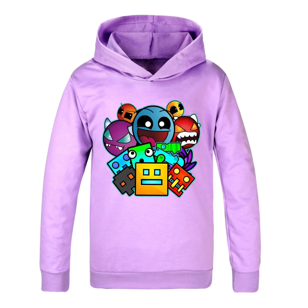 Geometry Dash Print Hoodie Kids Pullover Coats Baby Girls Hooded Sweatshirt Boys Cartoon Jumper Children Fashion Clothes 4-16Y