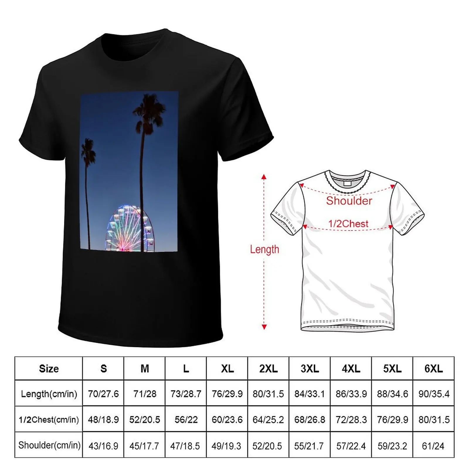 Ferris wheel at sunset - St Kilda Beach, Melbourne Australia T-Shirt Light Athletic Short Sleeve Tee Shirt
