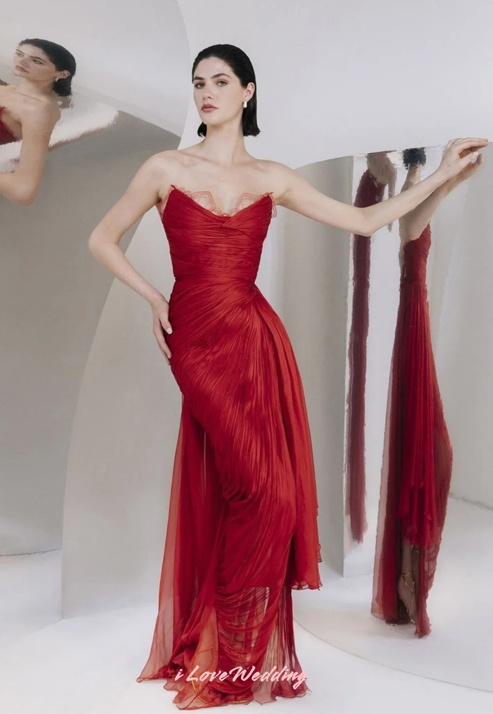 

Elegant Red Evening Dresses 2025 Sleeveless V-neck Mermaid Slim Backless Ankle-Length Prom Dress Wedding Guest Dress Customized