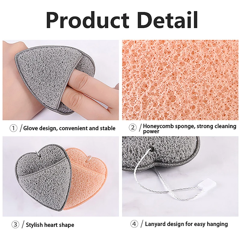 Heart Shape Sponge Facial Deep Cleaning Puff Dust Remove Soft Sponge Exfoliating Face Skin Cleansing Massage Puff Skin Care Tool