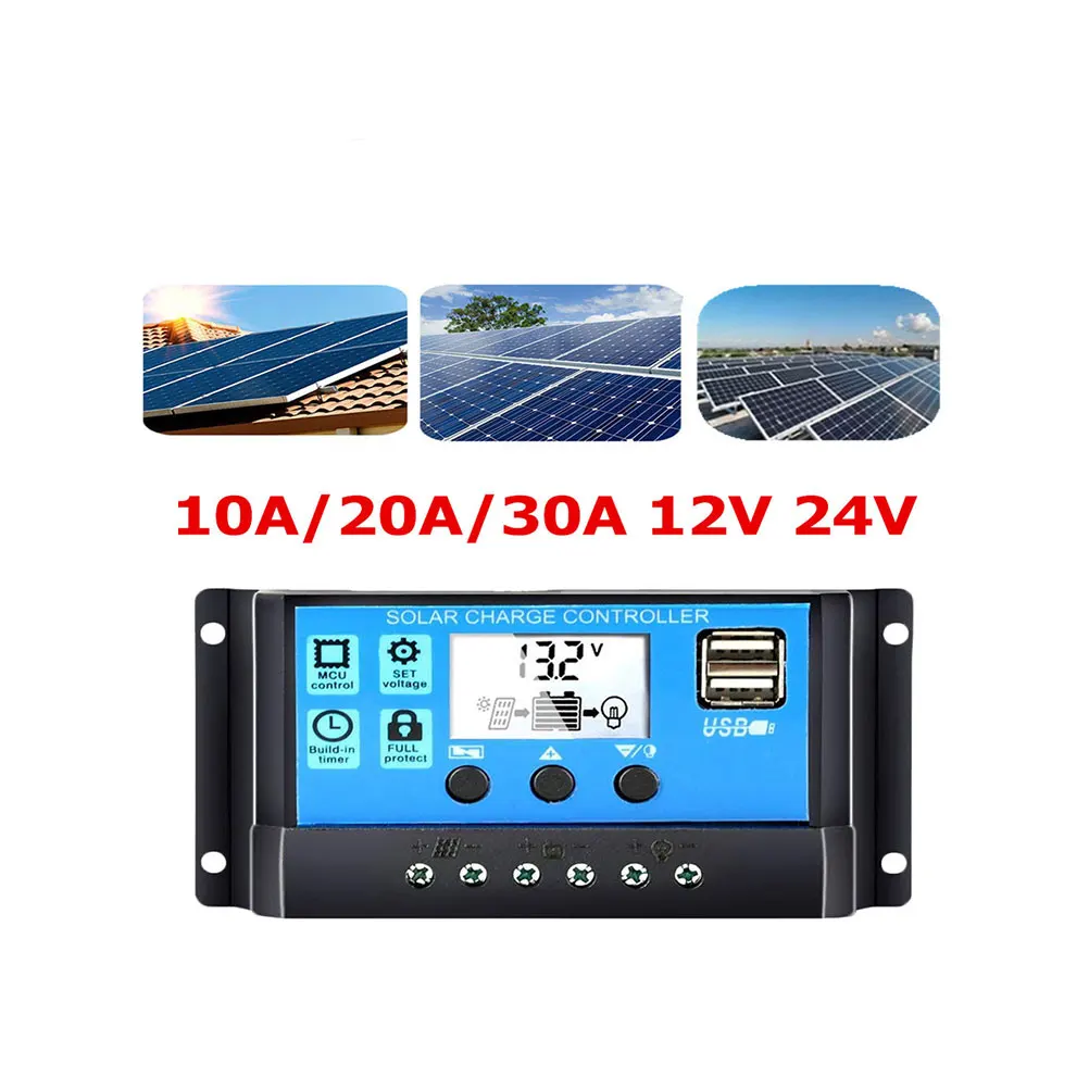 

30A 12V 24V Solar Generator Charge Controller Built in Mosfet Low Heat Dissipation Dual USB Output for Phone Charging Industrial