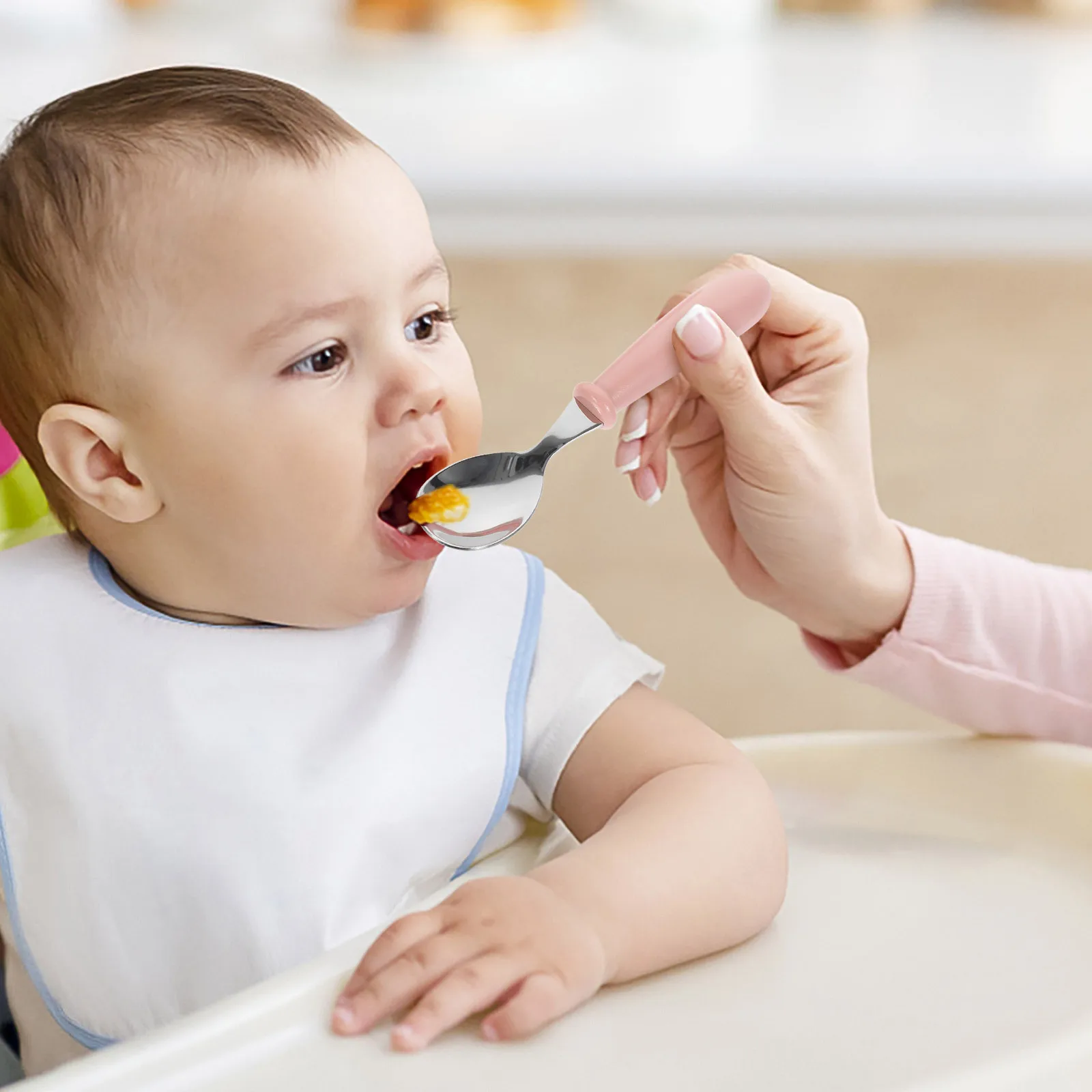 

1 Set Kids Utensils Stainless Steel Spoon Fork For Toddler Children Cutlery Set Plastic Handle Safe Portable Dinner