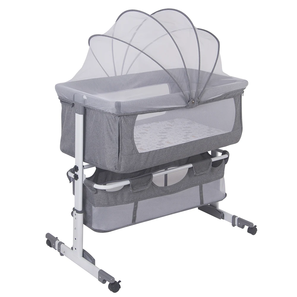 Cama de viaje 3 en 1 para bebés, cama lateral, cuna para bebé, cama para bebé, balancín para bebé, 6 alturas ajustables, columpio para dormir, para bebés/mascotas