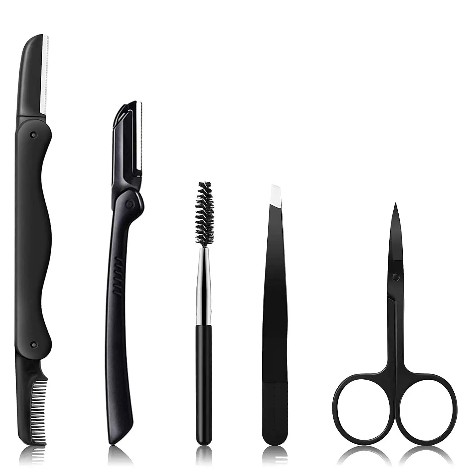 Eyebrow Razor Trimmer Kit Eyebrow Grooming Set for Women and Men Comb Tweezers Scissors Brow Razors Eyebrow Brush Beauty Tools