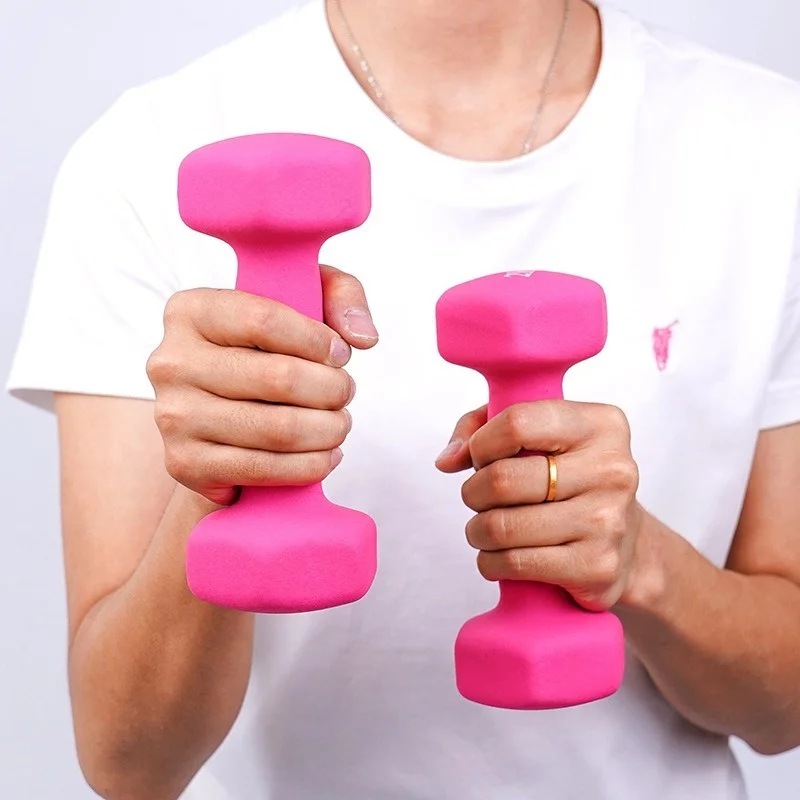 Baoding Cast Iron Rubber-Coated Hexagonal Dip-Coated Matte/Glossy Dipped Dumbbells for Women's Fitness