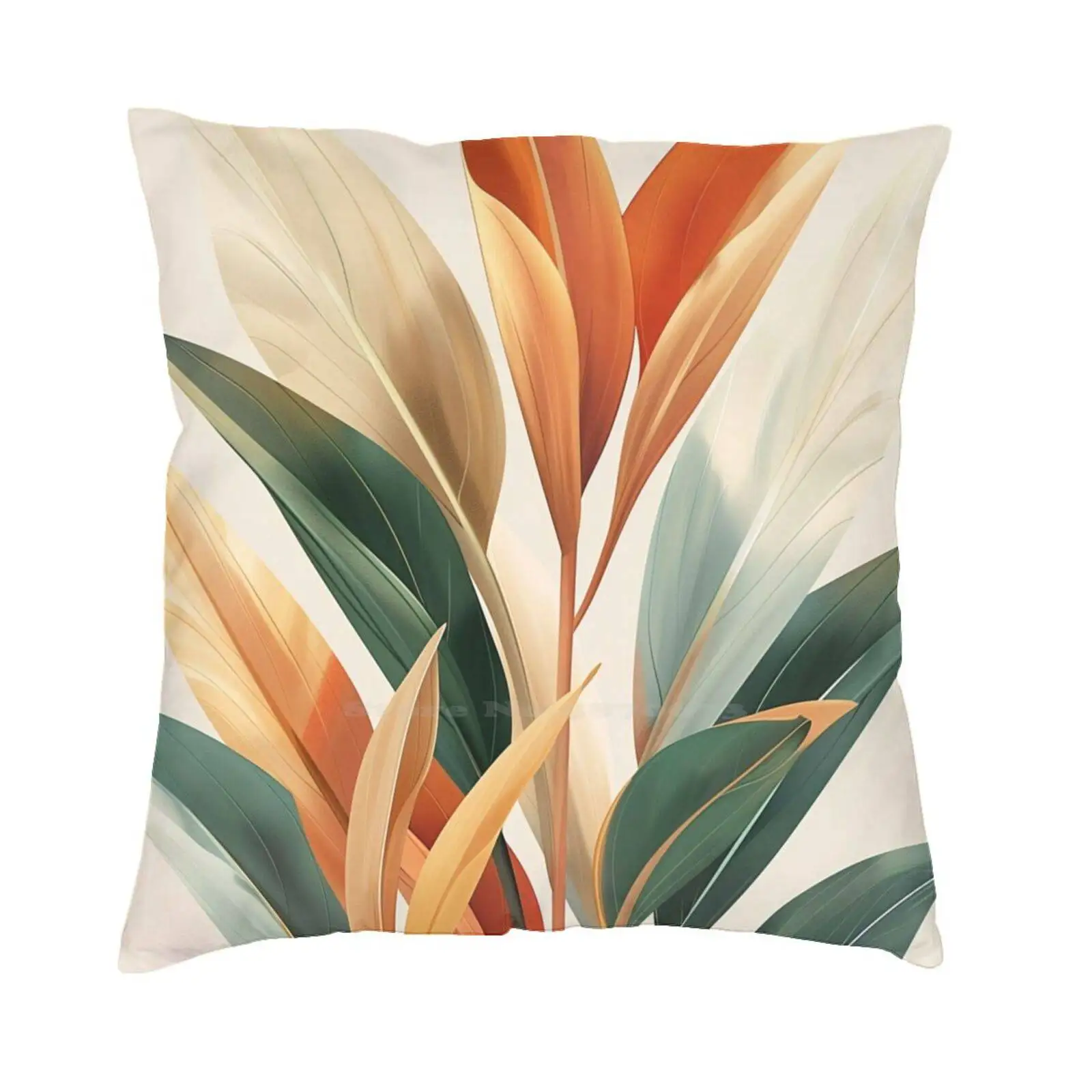 

Boho Leaves Wall Art, оранжевая и зеленая футболка Хлопковая футболка Boho Art Plants Boho Wall Mid Century Retro Wall Bohemian Boho