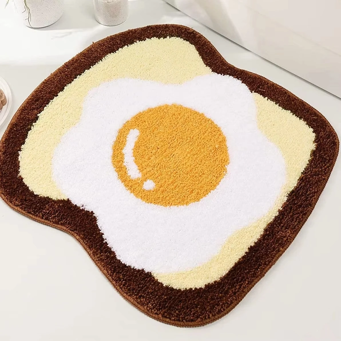 

Breakfast Themed Rug Egg and Toast Carpet for Bedroom Aesthetic Bathroom Mat Poached Egg Kitchen Rug Quirky Home Decor Dorm Rug