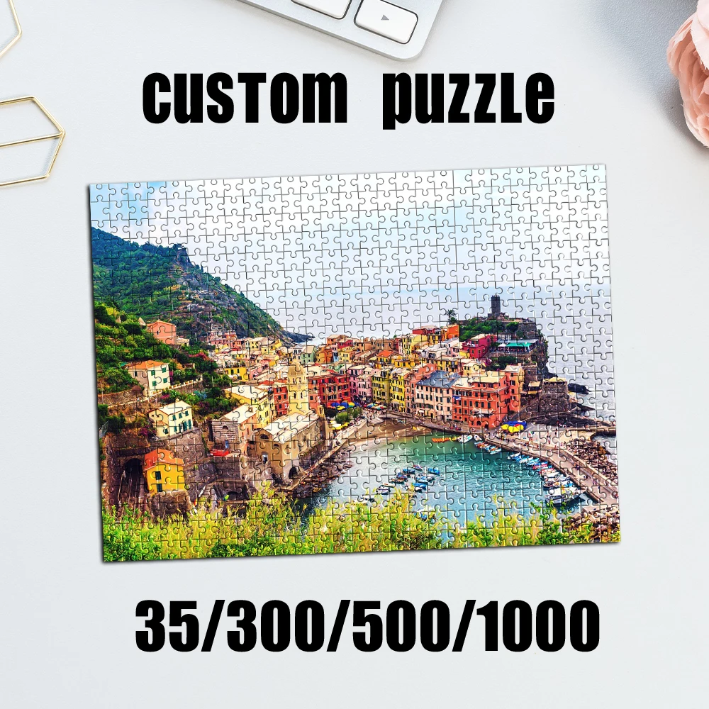 35/300/500/1000pcs Personalized Custom Photo Puzzle Scenery Photo Funny Adult Leisure Toys Gift