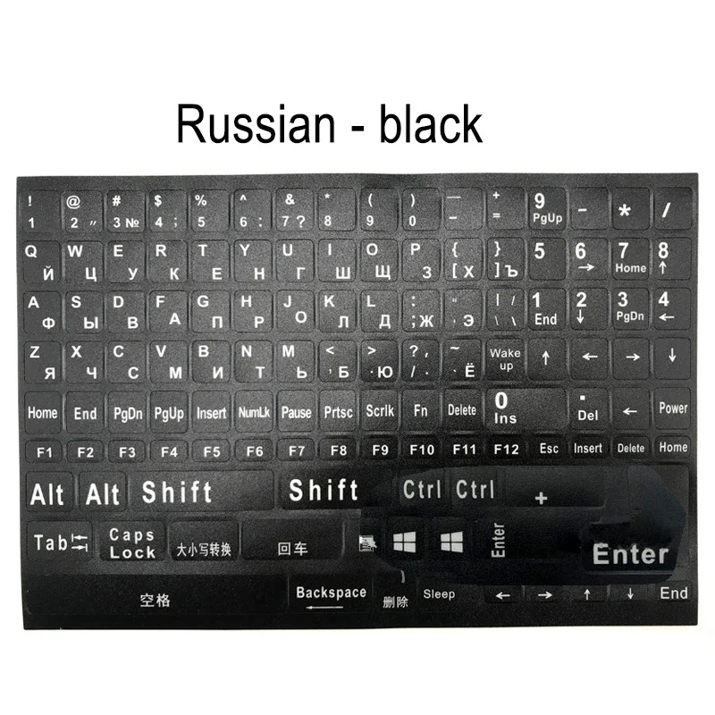 Full size Russian English Keyboard Stickers Letter Alphabet Layout Sticker For Laptop Desktop PC